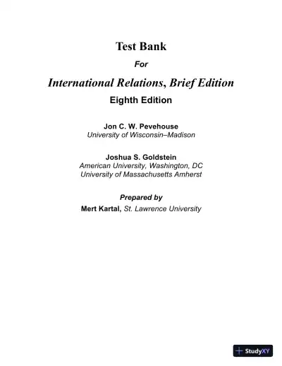 Test Bank for International Relations, Brief Edition, 8th Edition - Page 1 preview image