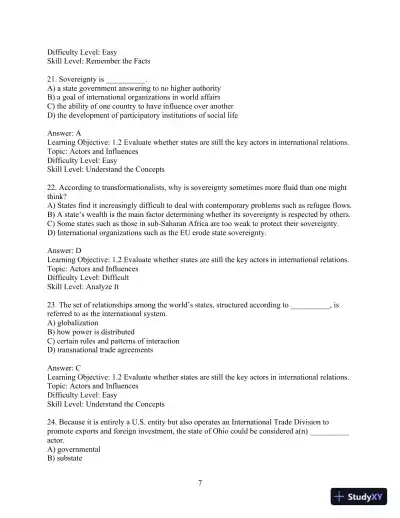 Test Bank for International Relations, Brief Edition, 8th Edition - Page 10 preview image