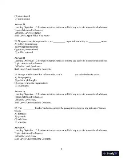 Test Bank for International Relations, Brief Edition, 8th Edition - Page 11 preview image