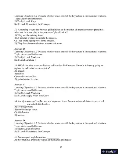 Test Bank for International Relations, Brief Edition, 8th Edition - Page 13 preview image