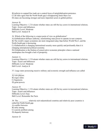 Test Bank for International Relations, Brief Edition, 8th Edition - Page 14 preview image