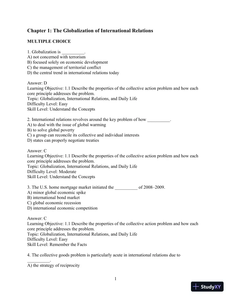 Test Bank for International Relations, Brief Edition, 8th Edition, page 4