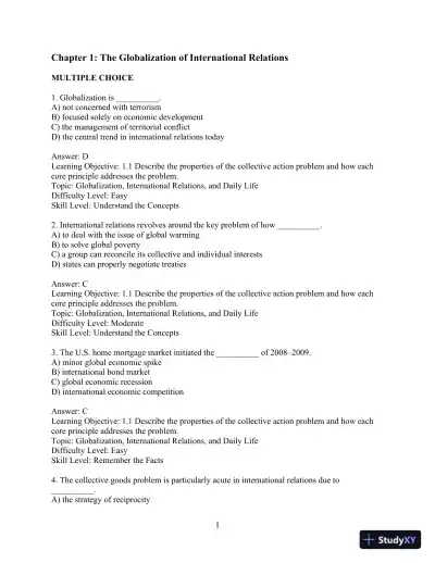 Test Bank for International Relations, Brief Edition, 8th Edition - Page 4 preview image