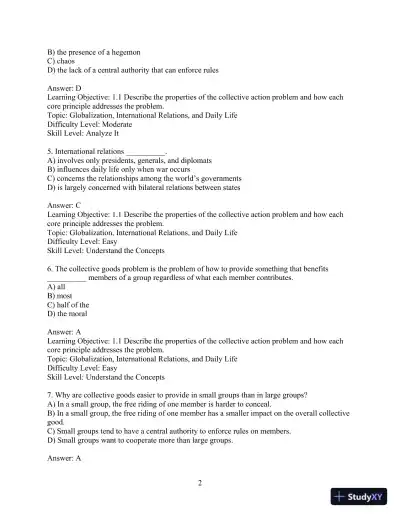 Test Bank for International Relations, Brief Edition, 8th Edition - Page 5 preview image