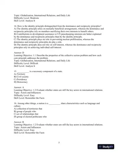 Test Bank for International Relations, Brief Edition, 8th Edition - Page 8 preview image