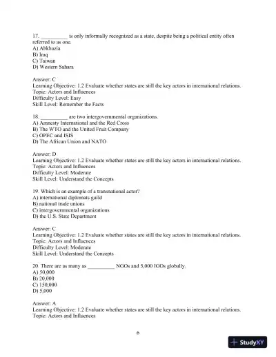 Test Bank for International Relations, Brief Edition, 8th Edition - Page 9 preview image