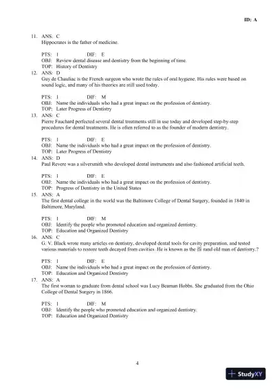 Dental Assisting: A Comprehensive Approach 5th Edition Test Bank - Page 10 preview image