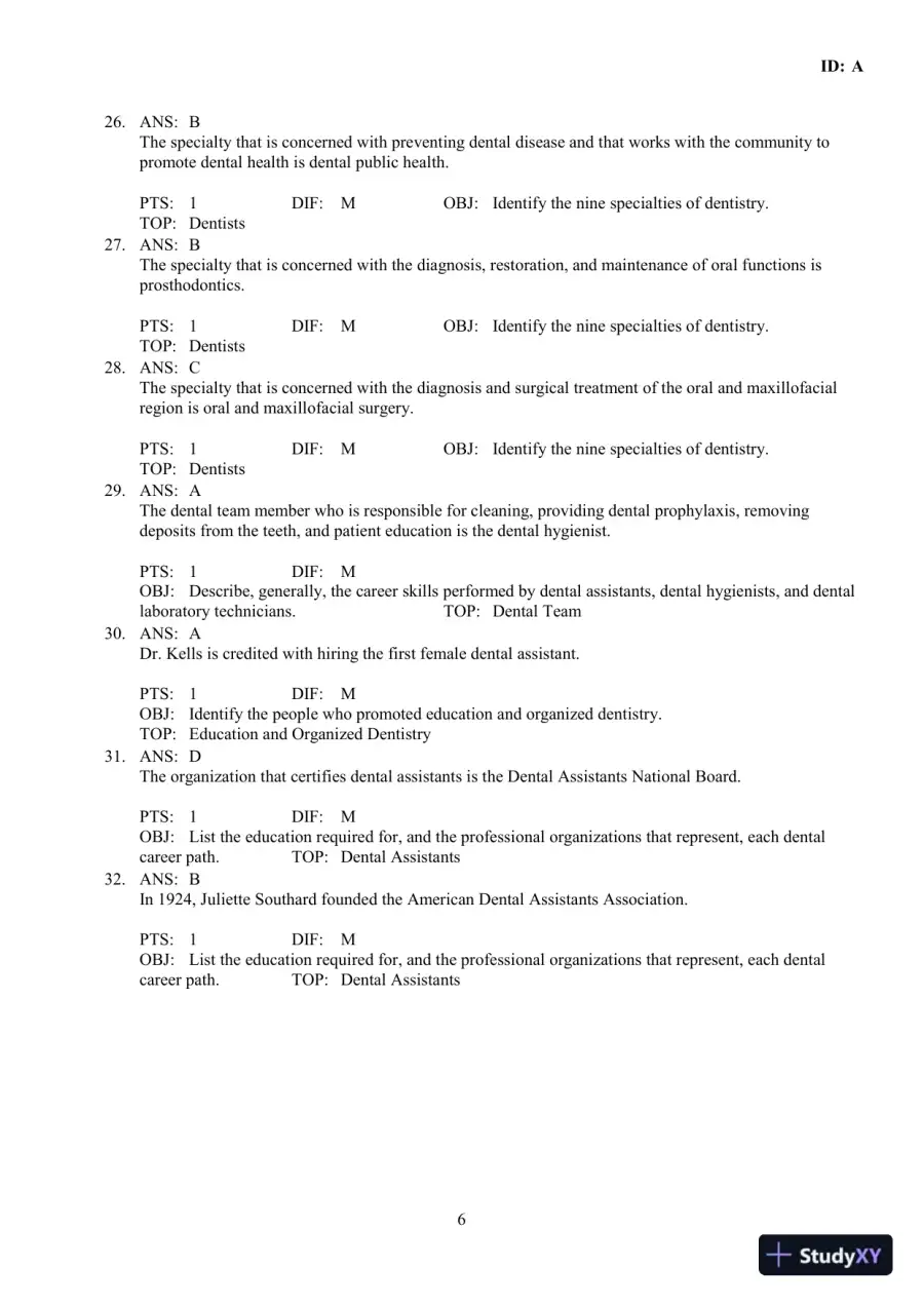 Dental Assisting: A Comprehensive Approach 5th Edition Test Bank, page 12