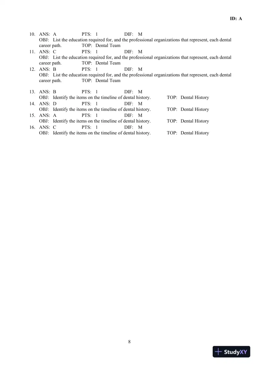 Dental Assisting: A Comprehensive Approach 5th Edition Test Bank, page 14