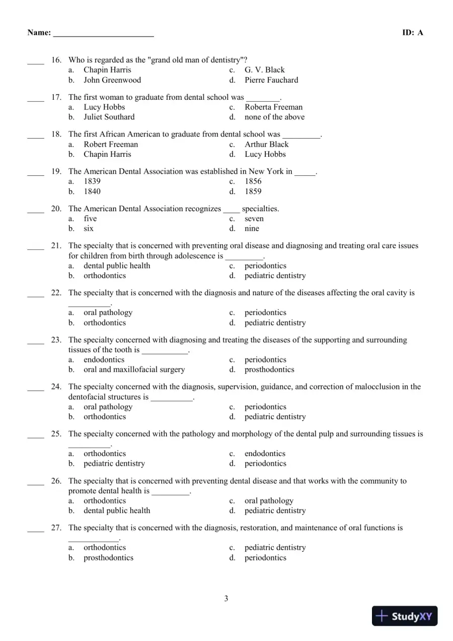 Dental Assisting: A Comprehensive Approach 5th Edition Test Bank, page 4