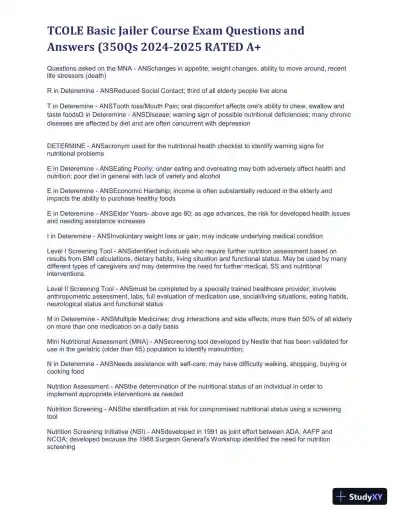 2024-2025 TCOLE Basic Jailer Course Practice Exam with Answers (1401 Solved Questions) - Page 11 preview image