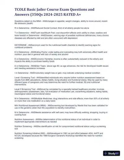 2024-2025 TCOLE Basic Jailer Course Practice Exam with Answers (1401 Solved Questions) - Page 12 preview image