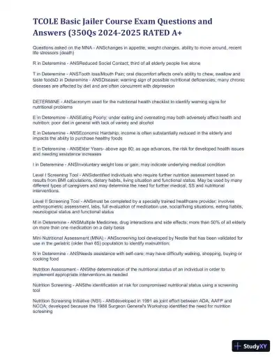 2024-2025 TCOLE Basic Jailer Course Practice Exam with Answers (1401 Solved Questions) - Page 14 preview image