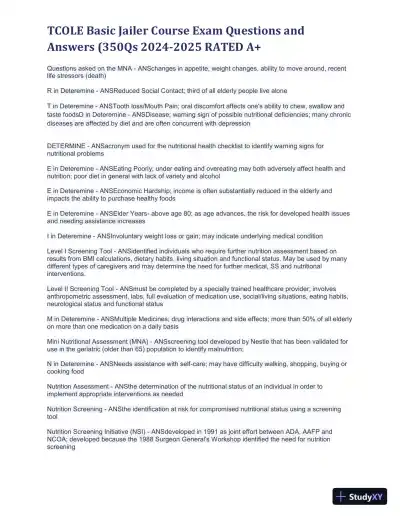 2024-2025 TCOLE Basic Jailer Course Practice Exam with Answers (1401 Solved Questions) - Page 18 preview image