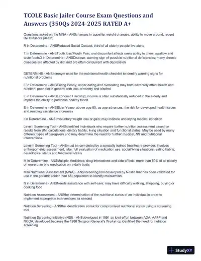 2024-2025 TCOLE Basic Jailer Course Practice Exam with Answers (1401 Solved Questions) - Page 25 preview image