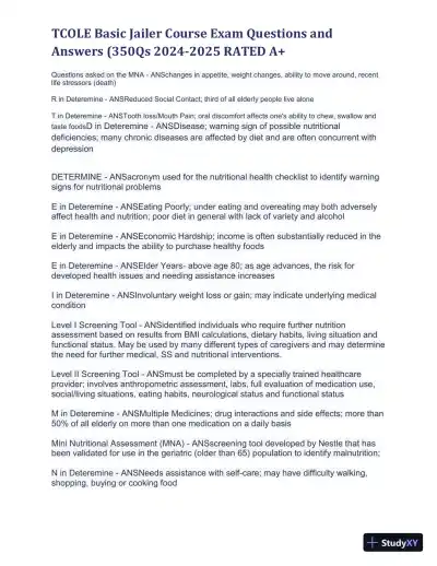 2024-2025 TCOLE Basic Jailer Course Practice Exam with Answers (1401 Solved Questions) - Page 26 preview image