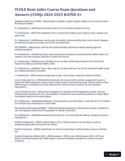 2024-2025 TCOLE Basic Jailer Course Practice Exam with Answers (1401 Solved Questions) - Page 7 preview image