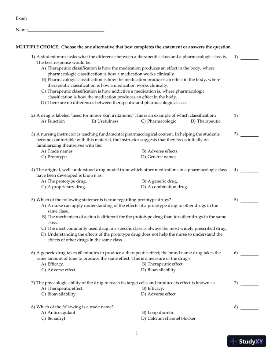 Test Bank For Core Concepts in Pharmacology, 3rd Edition, page 7