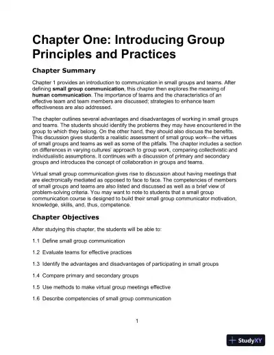 Communicating in Small Groups: Principles and Practices, 12th Edition Test Bank - Page 1 preview image