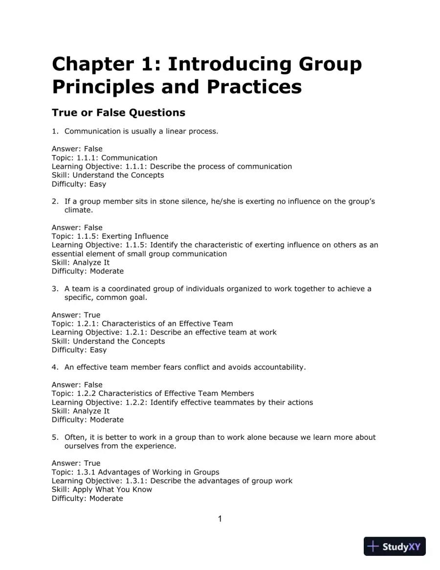 Communicating in Small Groups: Principles and Practices, 12th Edition Test Bank, page 12