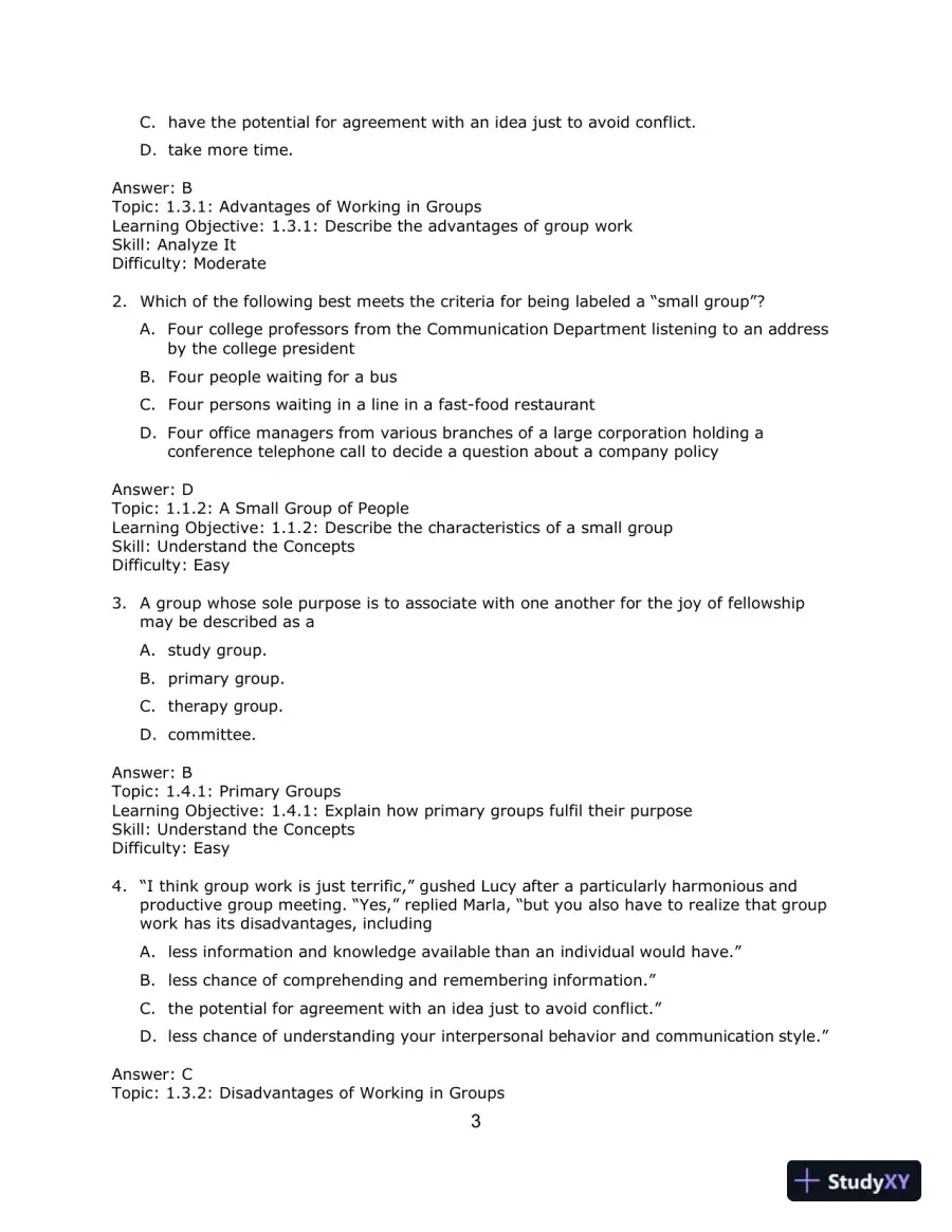 Communicating in Small Groups: Principles and Practices, 12th Edition Test Bank, page 14