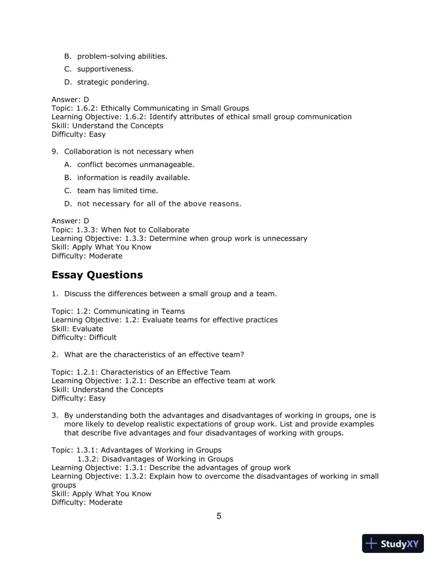 Communicating in Small Groups: Principles and Practices, 12th Edition Test Bank, page 16