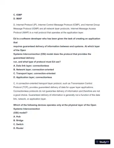 2024-2025 NET + n10-008 Practice Exam with Answers (202 Solved Questions) - Page 10 preview image
