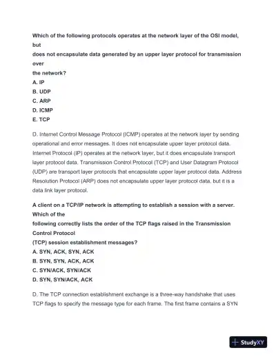 2024-2025 NET + n10-008 Practice Exam with Answers (202 Solved Questions) - Page 17 preview image