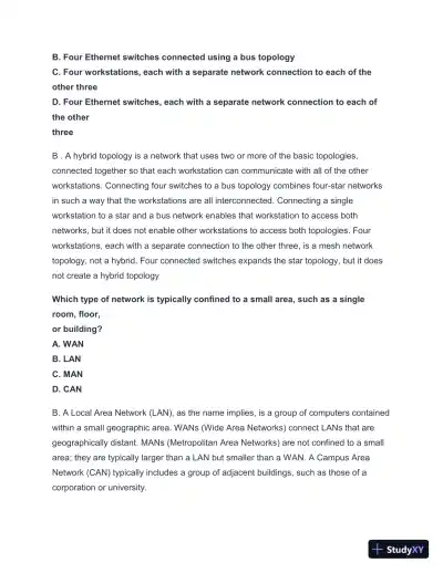 2024-2025 NET + n10-008 Practice Exam with Answers (202 Solved Questions) - Page 20 preview image