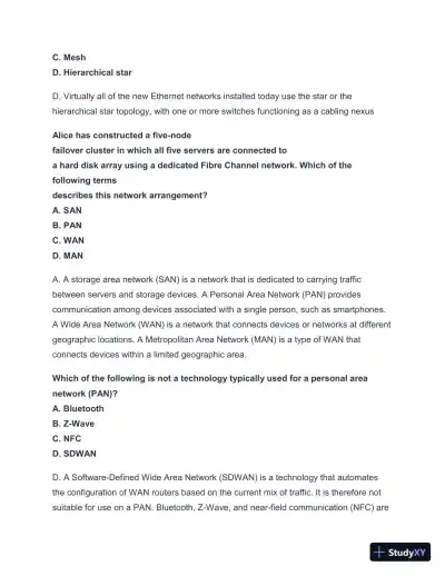 2024-2025 NET + n10-008 Practice Exam with Answers (202 Solved Questions) - Page 22 preview image
