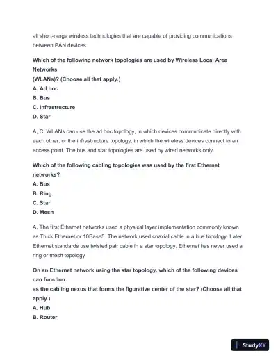 2024-2025 NET + n10-008 Practice Exam with Answers (202 Solved Questions) - Page 23 preview image