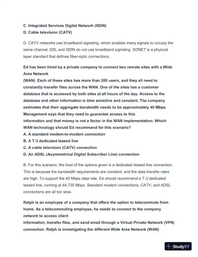 2024-2025 NET + n10-008 Practice Exam with Answers (202 Solved Questions) - Page 28 preview image