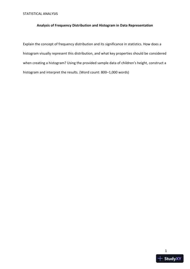 Analysis Of Frequency Distribution And Histogram In Data Representation - Page 1 preview image