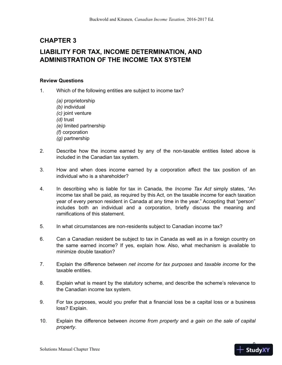Canadian Income Taxation 2016/2017 Edition Solution Manual, page 10
