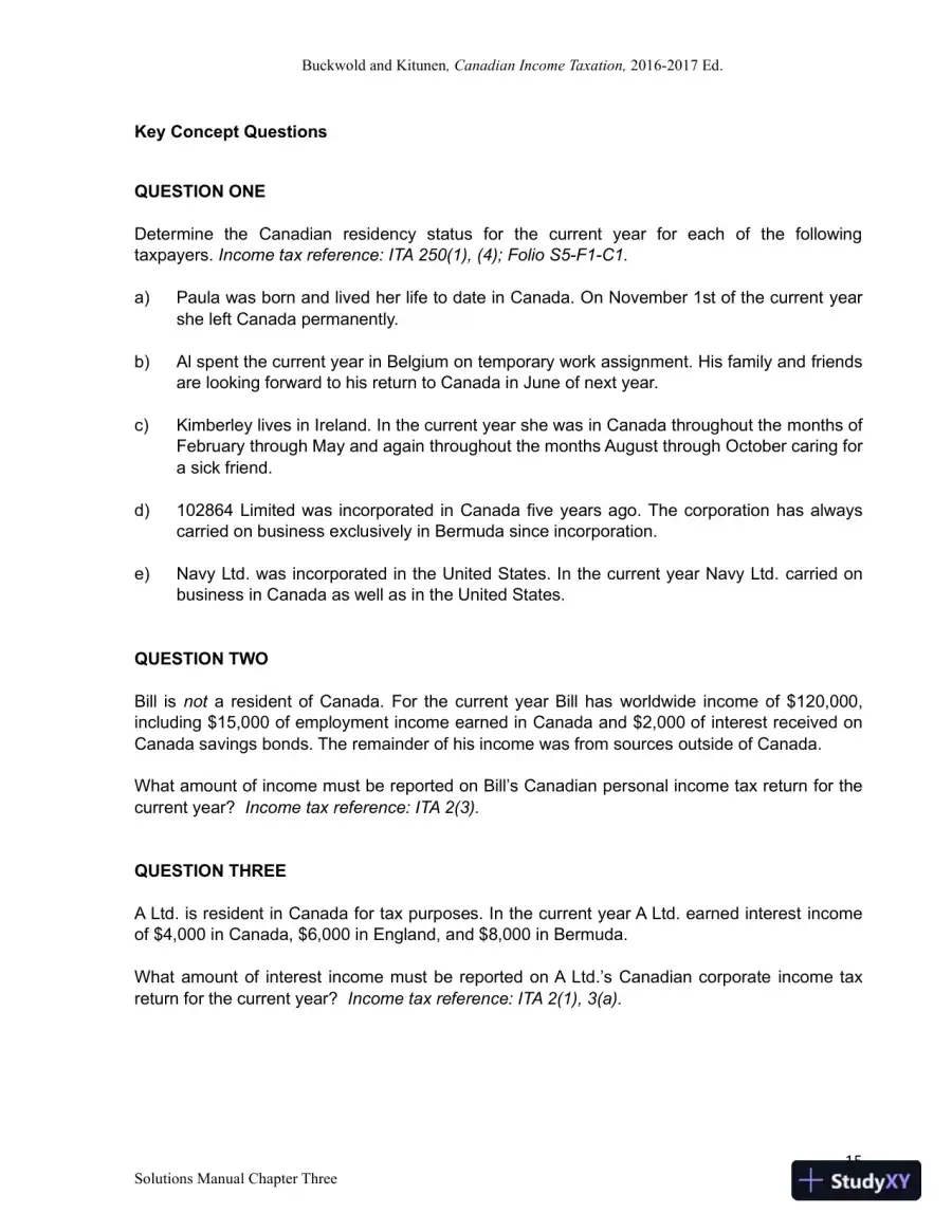 Canadian Income Taxation 2016/2017 Edition Solution Manual, page 16
