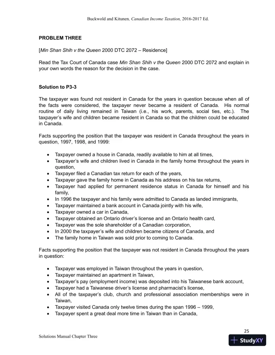 Canadian Income Taxation 2016/2017 Edition Solution Manual, page 31