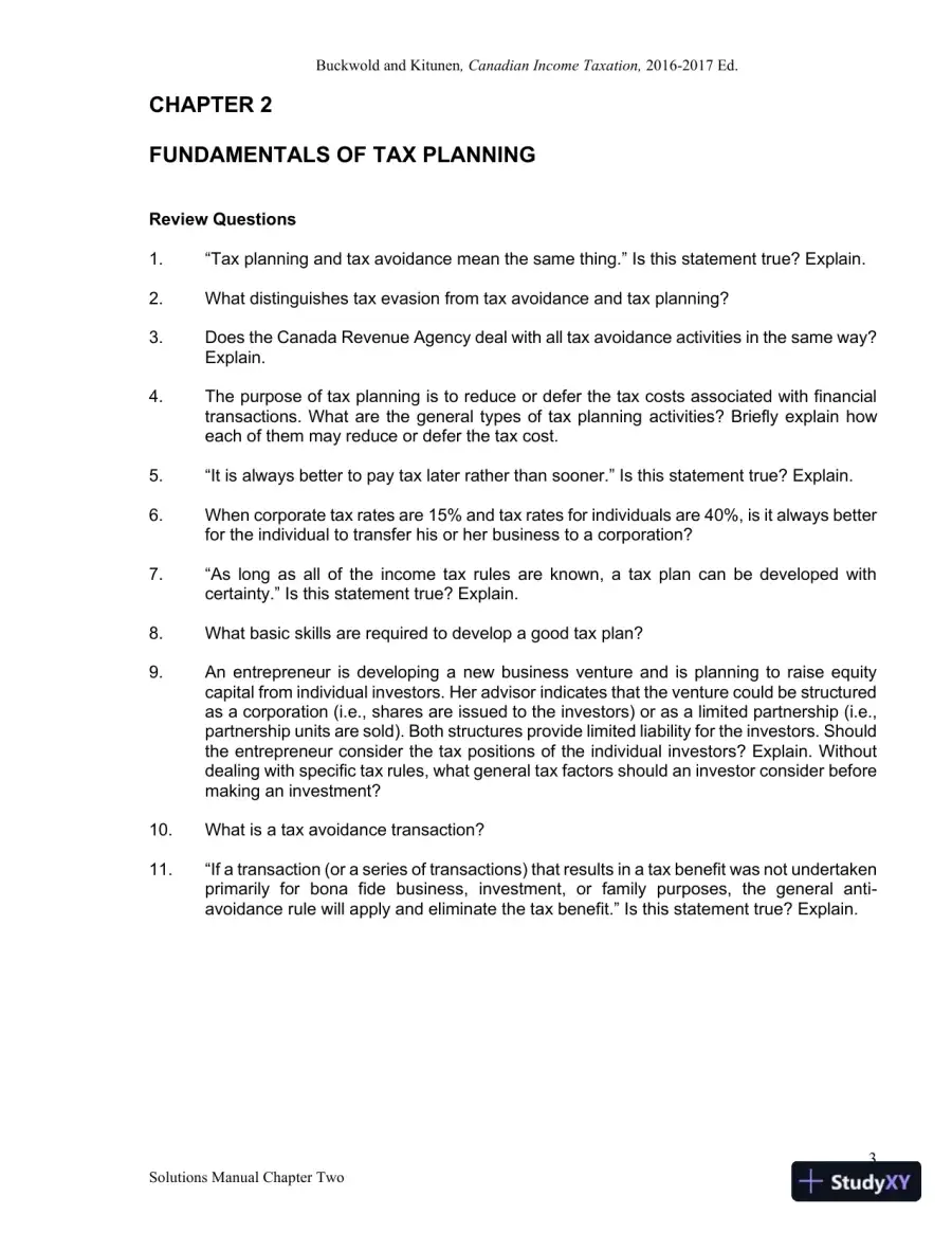 Canadian Income Taxation 2016/2017 Edition Solution Manual, page 4