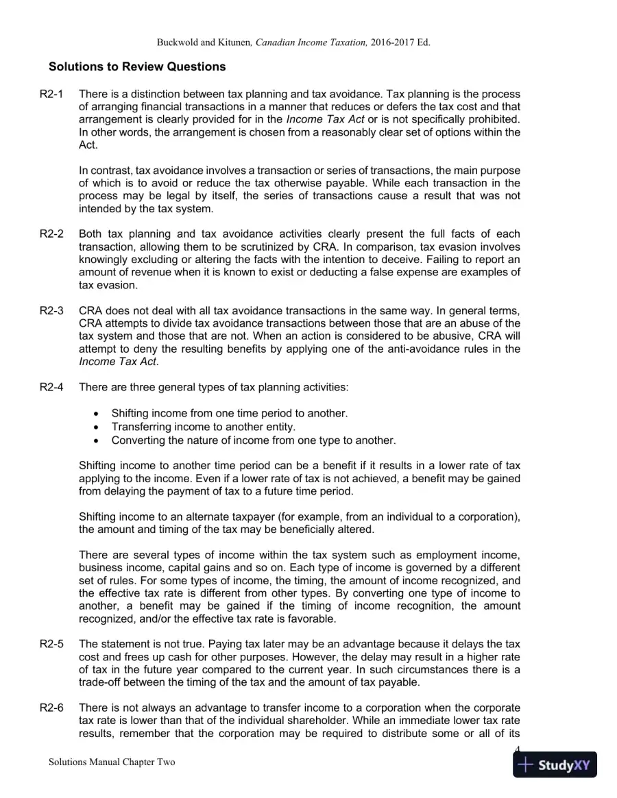 Canadian Income Taxation 2016/2017 Edition Solution Manual, page 5