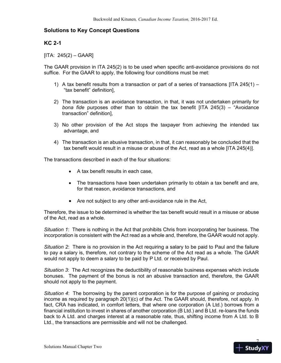 Canadian Income Taxation 2016/2017 Edition Solution Manual, page 8