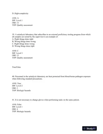 Test Bank For Urinalysis and Body Fluids, 6th Edition - Page 13 preview image