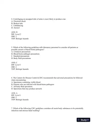 Test Bank For Urinalysis and Body Fluids, 6th Edition - Page 3 preview image