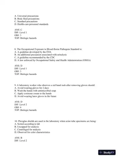 Test Bank For Urinalysis and Body Fluids, 6th Edition - Page 4 preview image