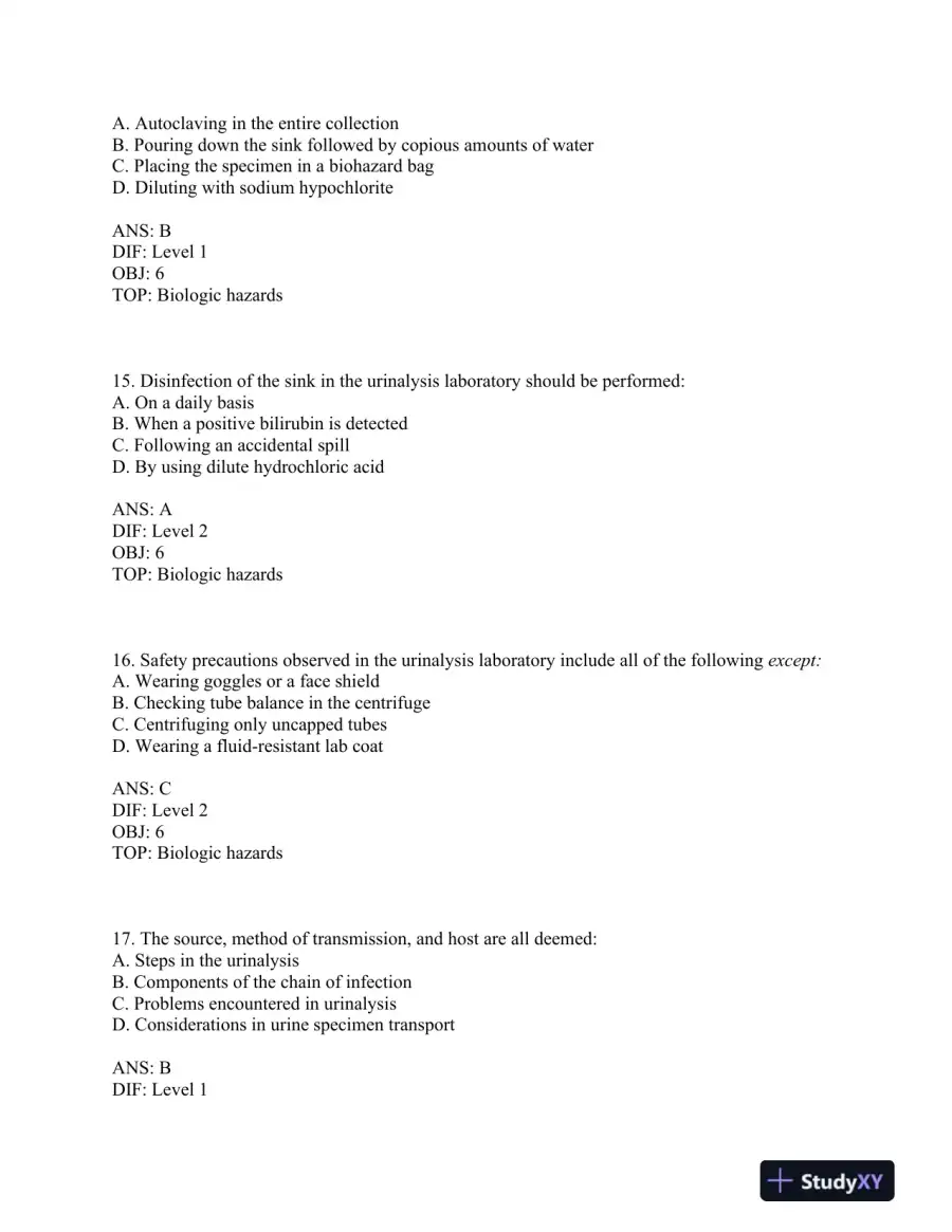 Test Bank For Urinalysis and Body Fluids, 6th Edition, page 6