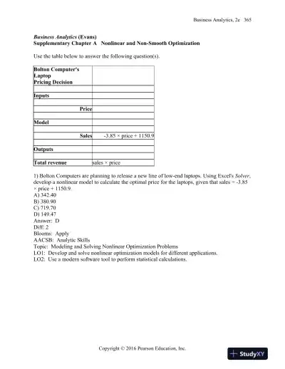 Business Analytics, 2nd Edition Test Bank - Page 1 preview image