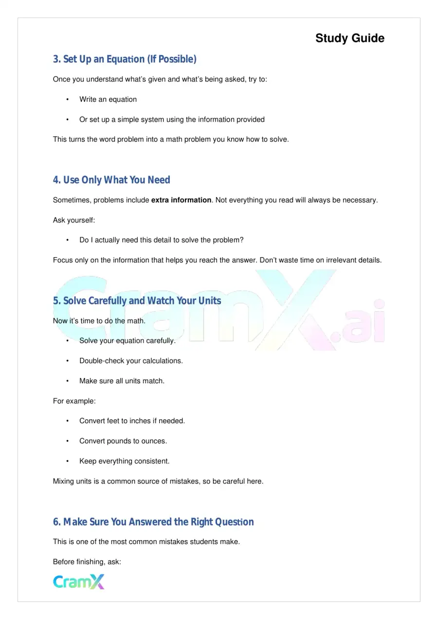 Algebra I – Word Problems, page 2