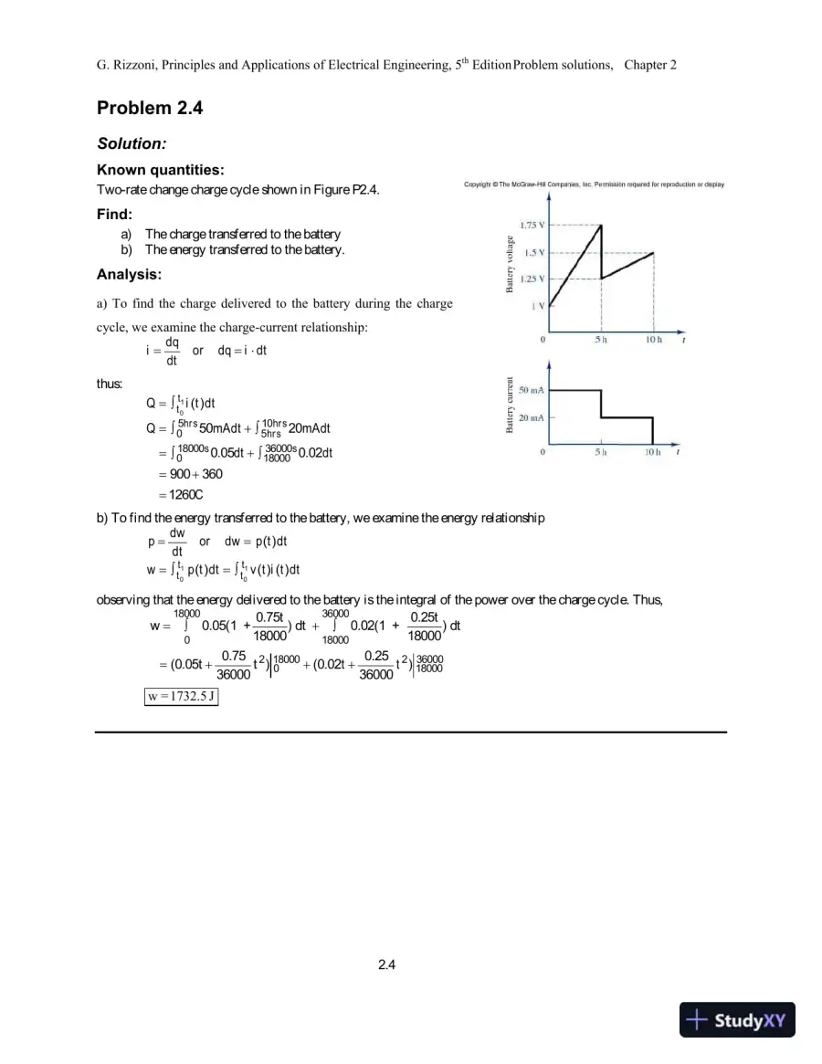 Principles and Applications of Electrical Engineering 5th Edition Solution Manual, page 10
