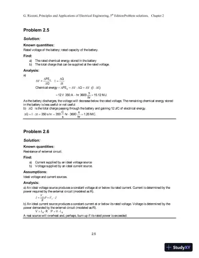 Principles and Applications of Electrical Engineering 5th Edition Solution Manual - Page 11 preview image