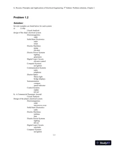 Principles and Applications of Electrical Engineering 5th Edition Solution Manual - Page 4 preview image
