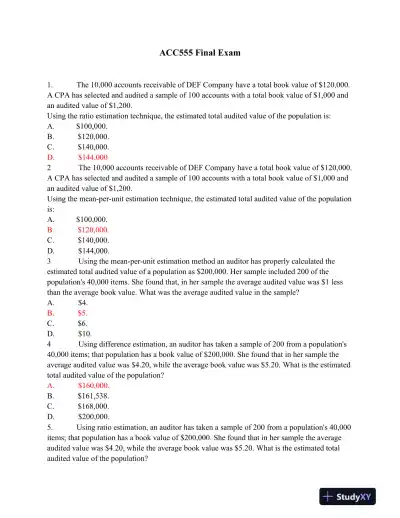 ACC555 Final Exam - Page 1 preview image