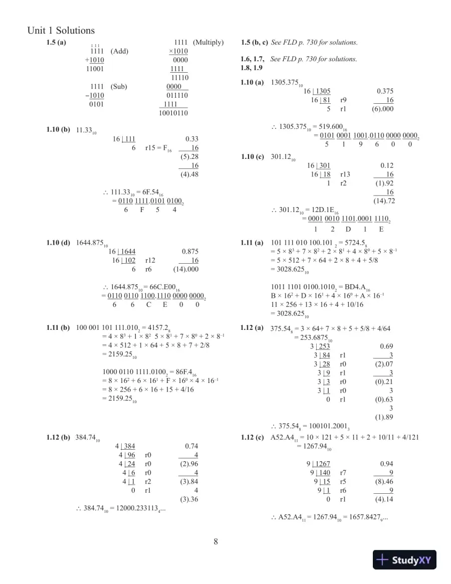Solution Manual For Fundamentals of Logic Design, 7th Edition, page 12
